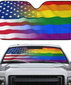 gearhumans 3D America Rainbow Flag Custom Car Auto Sunshade GW02066 Auto Sunshade 