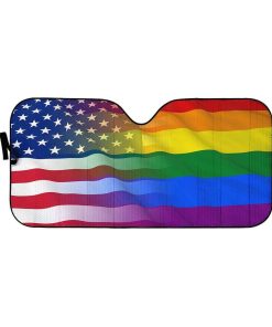 gearhumans 3D America Rainbow Flag Custom Car Auto Sunshade GW02066 Auto Sunshade 57''x27.5'' 