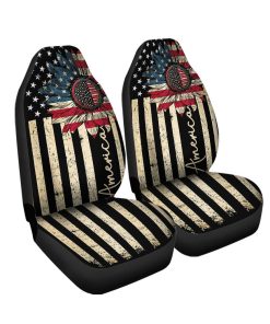 Gearhumans 3D America Sunflower Independence Day Custom Car Seat Cover GW2806213 Car Seat Covers Car Seat Covers Freesize