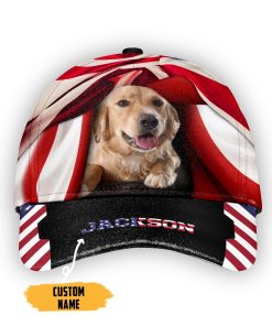 Gearhumans 3D American Golden Retriever Dog Custom Name Classic Cap GW050417 Cap Cap