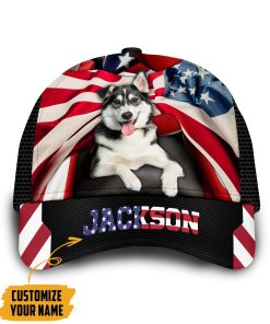 Gearhumans 3D American Husky Dog Custom Name Classic Cap GW050420 Cap Cap