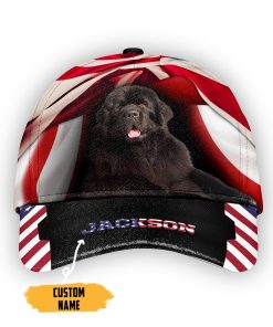 Gearhumans 3D American Newfoundland Dog Custom Name Classic Cap GW050419 Cap Cap