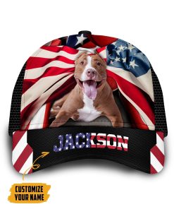 Gearhumans 3D American Pitbull Dog Custom Name Classic Cap GW050423 Cap Cap