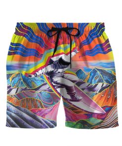 Gearhumans 3D Astronaut Surfing In Hippie Trippy Mountain Custom Man Shorts GS2506216 Men Shorts Men Shorts S
