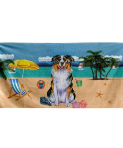 Gearhumans 3D Australian Shepherd Dog Custom Beach Towel GW1105216 Towel Towel 60''x30'' 