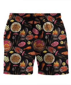 Gearhumans 3D Barbecue Grill Custom Beach Shorts Swim Trunk GW28071 Men Shorts Men Shorts S