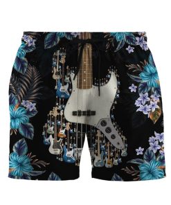 Gearhumans 3D Bass Guitar Hawaii Custom Beach Shorts Swim Trunks GS17052137 Men Shorts Men Shorts S 
