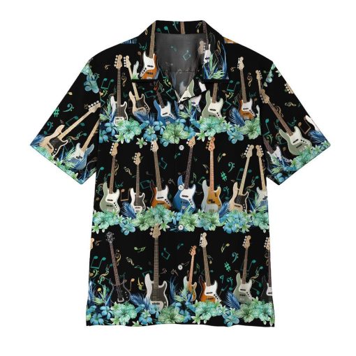 Gearhumans 3D Bass Guitar Hawaii Shirt ZZ13045 Hawai Shirt Short Sleeve Shirt S