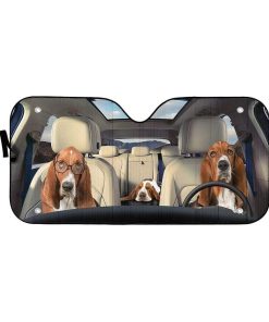 gearhumans 3D Basset Hounds Custom Car Auto Sunshade GS30076 Auto Sunshade 57''x27.5'' 