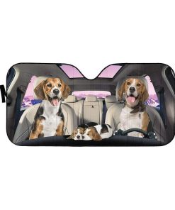 gearhumans 3D Beagle Family Custom Car Auto Sunshade GL23072 Auto Sunshade 57''x27.5'' 