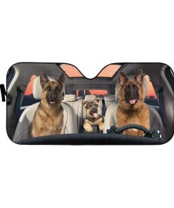 gearhumans 3D Becgie Family Custom Car Auto Sunshade GL23071 Auto Sunshade 57''x27.5'' 
