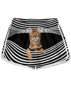 Gearhumans 3D Bengal Cat Stripes Custom Women Beach Shorts Swim Trunk GV300714 Women Shorts Women Shorts XS