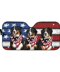 Gearhumans 3D Bernese USA Flag Custom Sunshade GW31052113 Auto Sunshade 57''x27.5'' 