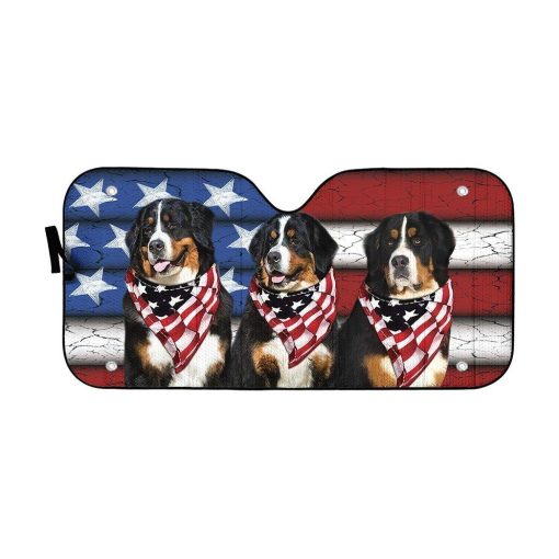 Gearhumans 3D Bernese USA Flag Custom Sunshade GW31052113 Auto Sunshade 57''x27.5''