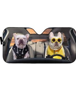 gearhumans 3D Best Friend Forever Bulldogs Custom Car Auto Sunshade GV170610 Auto Sunshade 57''x27.5'' 