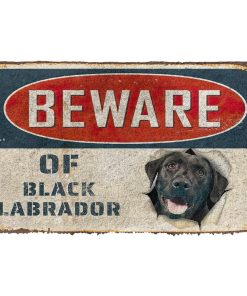 Gearhumans 3D Beware Of Black Labrador Custom Doormat GS0605212 Doormat Doormat S(15,8inchx23,6inch) 