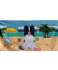 Gearhumans 3D Black and White Papillon Dog Custom Beach Towel GW120516 Towel Towel 60''x30'' 
