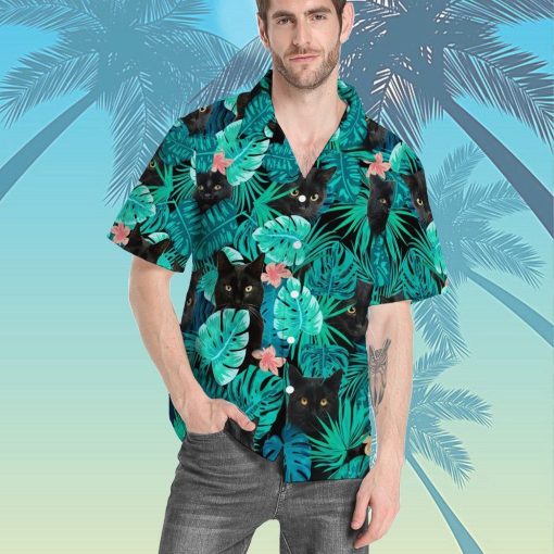 Gearhumans 3D Black Cat Tropical Hawaii Shirt ZB16033 Hawai Shirt