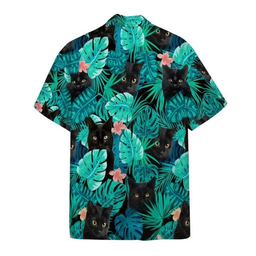 Gearhumans 3D Black Cat Tropical Hawaii Shirt ZB16033 Hawai Shirt