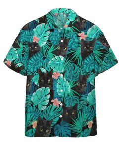 Gearhumans 3D Black Cat Tropical Hawaii Shirt ZB16033 Hawai Shirt Short Sleeve Shirt S 