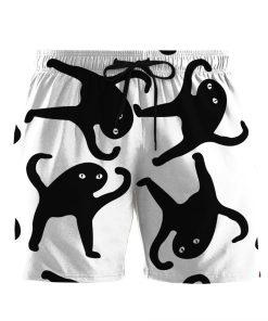 Gearhumans 3D Black Catto Meme Custom Shorts GO06052130 Men Shorts Men Shorts S 