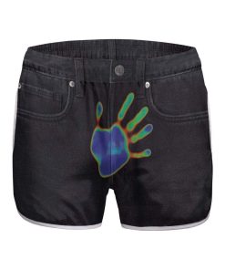 Gearhumans 3D Black Denim with Thermal Hand Custom Women Beach Shorts GC29073 Women Shorts Women Shorts XS