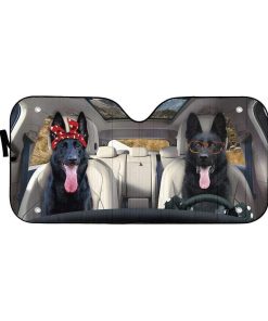 gearhumans 3D Black German Shepherd Dog Custom Car Auto Sunshade GV130710 Auto Sunshade 57''x27.5'' 