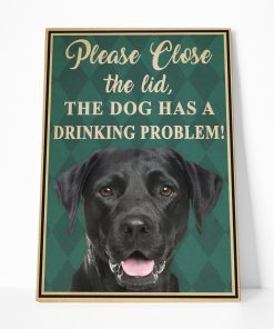 Gearhumans 3D Black Labrador Please Close The Lid Custom Canvas GW05055 Canvas 1 Piece Non Frame M