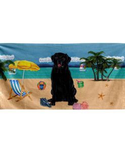 Gearhumans 3D Black Labrador Retriever Dog Custom Beach Towel GW11052110 Towel Towel 60''x30'' 