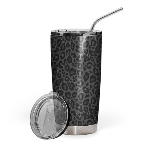 Gearhumans 3D Black Leopard Tumbler ZK1705217 Tumbler Long 20oz