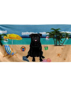 Gearhumans 3D Black Pug Dog Custom Beach Towel GW120520 Towel Towel 60''x30'' 