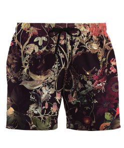 Gearhumans 3D Bloom Skull Custom Beach Shorts Swim Trunks GS14052132 Men Shorts Men Shorts S 