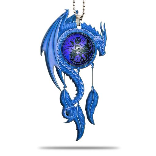 Gearhumans 3D Blue Dragon Dreamcatcher Car Hanging GJ27052109 Car Hanging Car Hanging/1 Pack