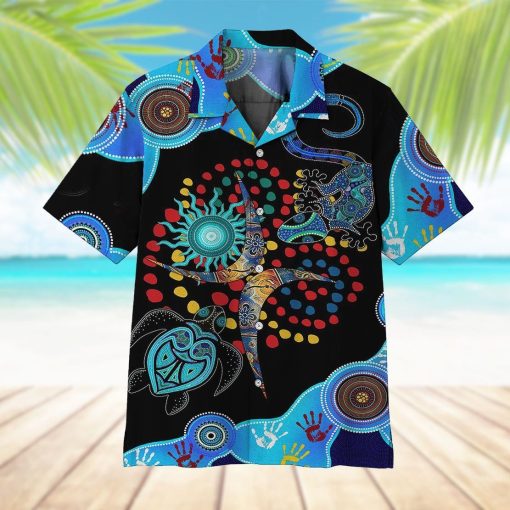 Gearhumans 3D Blue Turtle Lizard Hawaii Shirt ZK13045 Hawai Shirt