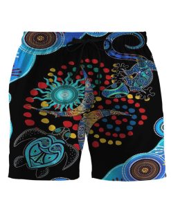 Gearhumans 3D Blue Turtle Lizard Shorts ZK2005216 Men Shorts Beach Shorts / S 