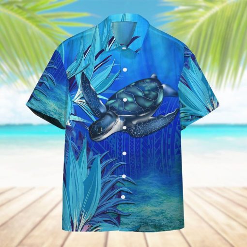 Gearhumans 3D Blue Turtle Paradise Hawaii Shirt ZB17037 Hawai Shirt