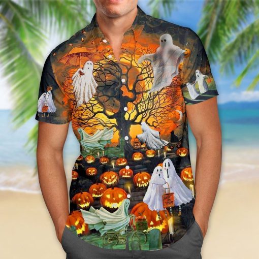 Gearhumans 3D Boo Halloween Hawaii Shirt hawaii Short Sleeve Shirt
