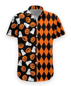 Gearhumans 3D Boo Pumpkin Halloween Hawaii Shirt hawaii Short Sleeve Shirt S