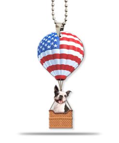 Gearhumans 3D Boston Terrier Dog In Hot Air Balloon Custom Car Hanging GW26052110 Car Hanging Car Hanging/1 Pack 