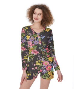 Gearhumans 3D Botanical Garden Custom One Piece Womens Pajamas GS0107215 One piece women pajamas One piece women pajamas S 