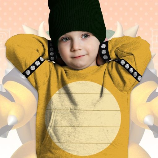 Gearhumans 3D Bowser Custom Kid Hoodie 7 Gearhumans 3D Bowser Custom Kid Hoodie GW2506211 Kid 3D Apparel