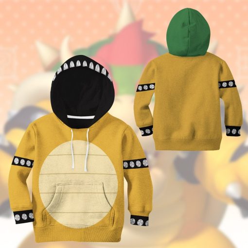 Gearhumans 3D Bowser Custom Kid Hoodie 9 Gearhumans 3D Bowser Custom Kid Hoodie GW2506211 Kid 3D Apparel