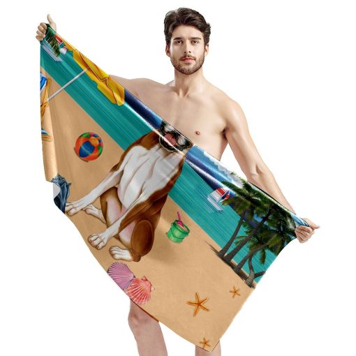 Gearhumans 3D Boxer Dog Custom Beach Towel GW11052112 Towel