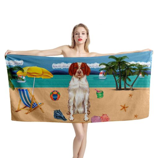 Gearhumans 3D Brittany Dog Custom Beach Towel GW11052114 Towel