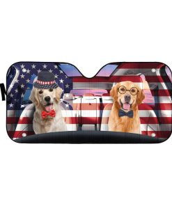 gearhumans 3D Brother Of Retriever on Indepedence Day Custom Car Auto Sunshade GL28062 Auto Sunshade 57''x27.5'' 