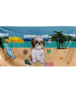 Gearhumans 3D Brown Shih Tzu Dog Custom Beach Towel GW12052135 Towel Towel 60''x30'' 