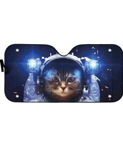 Gearhumans 3D Brown Tabby Cat Astronaut Custom Car Auto Sunshade GO23042119 Auto Sunshade 57''x27.5'' 