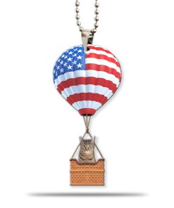 Gearhumans 3D Brown Tabby Cat In Hot Air Balloon Custom Car Hanging GW10062122 Car Hanging Car Hanging/1 Pack 
