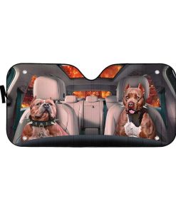 gearhumans 3D Buff Pit Bulls Custom Car Auto Sunshade GS30078 Auto Sunshade 57''x27.5'' 