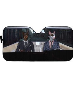 gearhumans 3D Bull Terrier And Doberman Custom Car Auto Sunshade GL07071 Auto Sunshade 57''x27.5'' 
